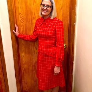 Cutest 1960’s Red mod dress also known as window pane